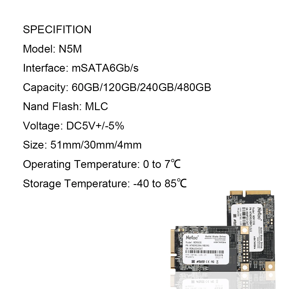 Netac mSATA SSD 120 ГБ 60 Гб жесткий диск TLC 60 120 ГБ для ноутбука mSATA Mini SATA Внутренний твердотельный диск для ПК ноутбука