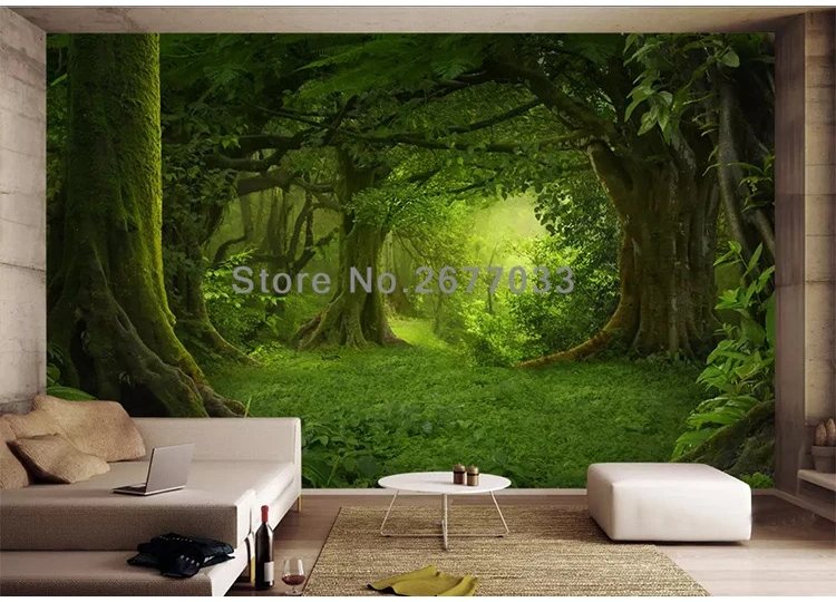 Пользовательские 3D загадочный лес Луг фотообои гостиная кафе фон декоративная стена ткань 3D Papel де Parede