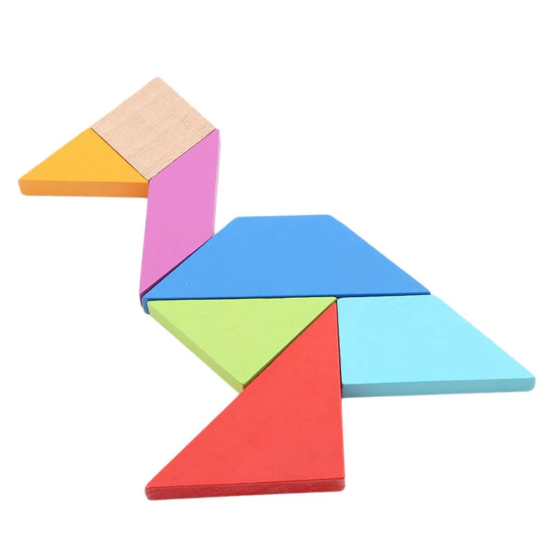 Деревянные Tangram 7 частей головоломки Красочные квадратные игры головоломки интеллектуальные Обучающие игрушки для детей