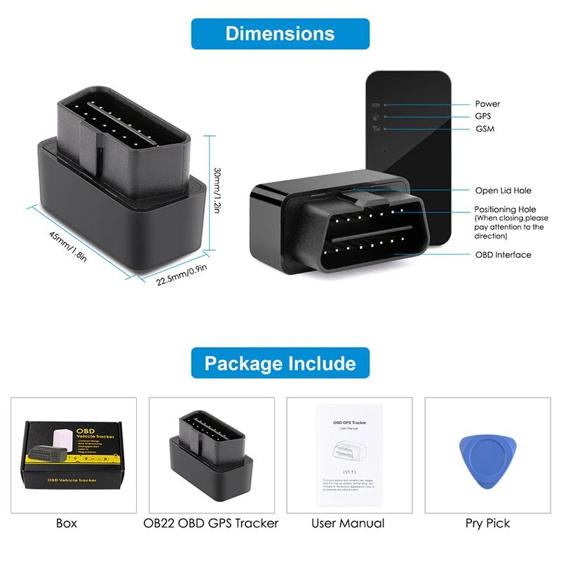 OBD Бесплатная установка GPS трекер Автомобильный Plug Play в режиме реального времени