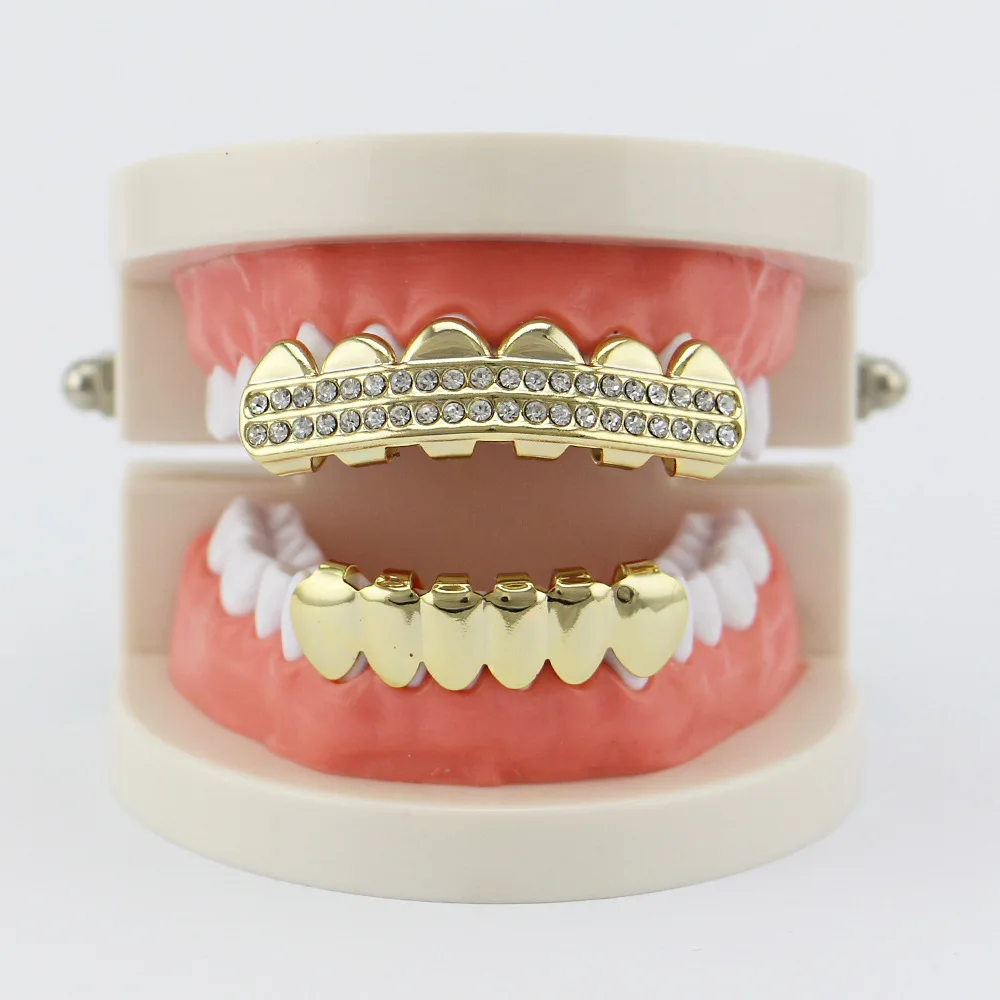 Lucky Sonny Hip Hop Teeth Grillz Crystal Punk Men Bijoux Top & Bottom Dental Grills Teeth Caps Halloween Party Jewelry LST1018 (9)