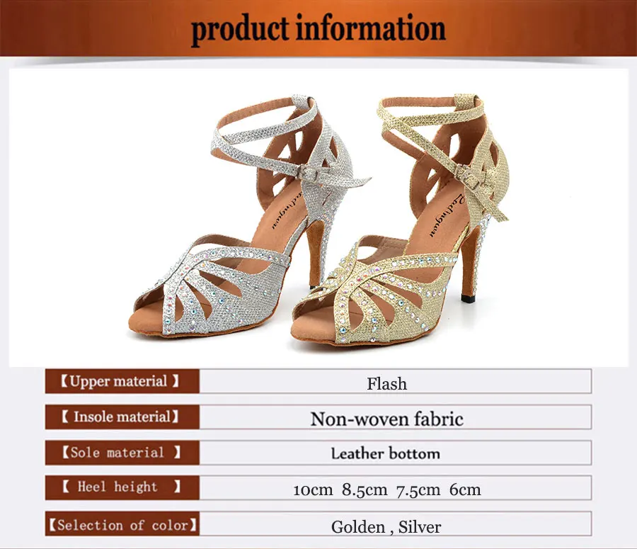 Ldaingwu/Новые золотистые/Серебристые туфли для бальных танцев; Женская Блестящая Тканевая обувь; блестящие стразы; женская обувь для латинских танцев