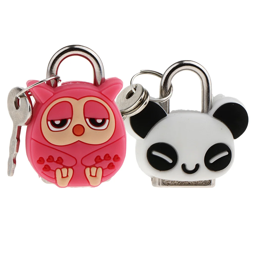 1 Set Small Metal Cartoon Padlock Tiny Box Luggage/Suitcase Craft Lock Key- Animal Shaped Cartoon Trunk Lock