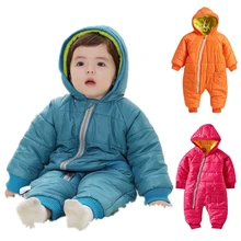 Зимний комбинезон; детская зимняя одежда с хлопковой подкладкой; цельная теплая верхняя одежда; детские комбинезоны; детский зимний комбинезон; парки для новорожденных