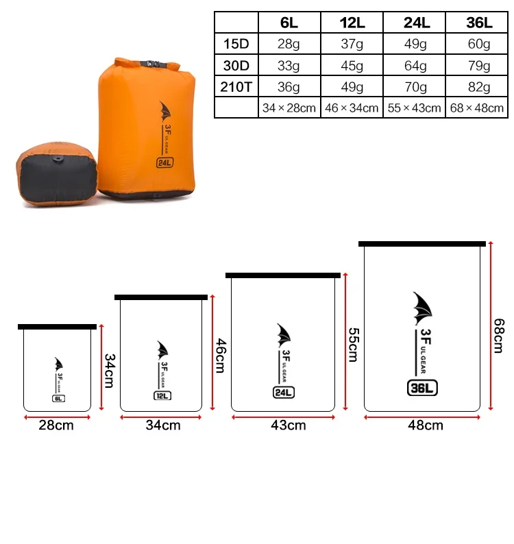 Легкая водонепроницаемая сумка, водонепроницаемая сумка для плавания, Сумка для кемпинга, каноэ, каяк, рафтинг, плавающий, 3f, ul, снаряжение