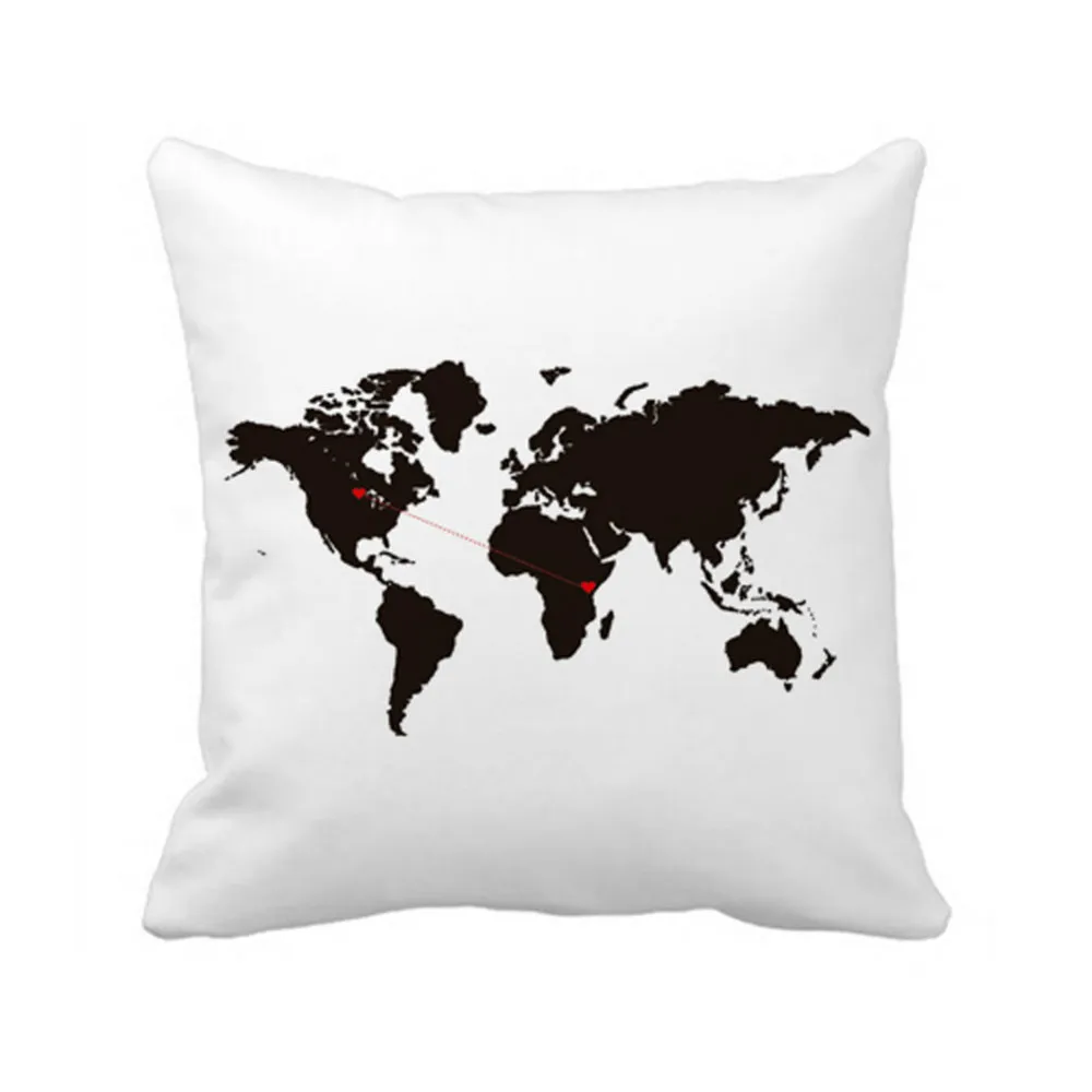 

Custom World Map Love Throw Pillow Case Cushion Cover Personalized Long Distance Relationship Gift for Couple Wife Valentine 18"