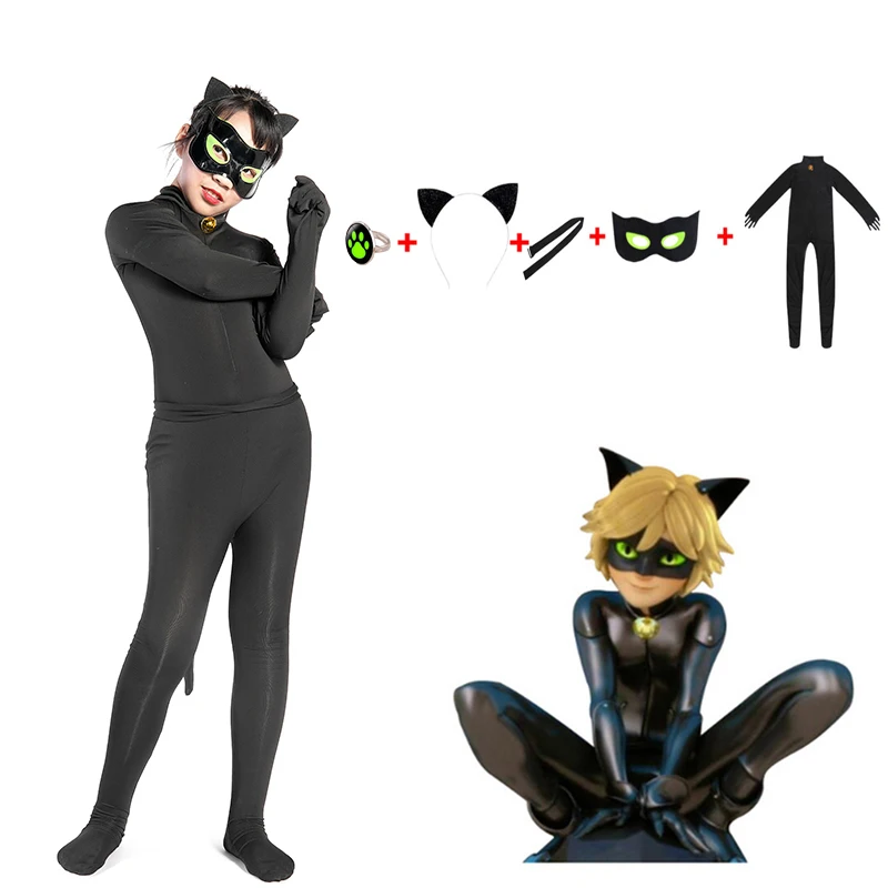 

Anime Disfraz Ladybug Black Cat Noir Costume Disfraz Ladybug Cosplay Mujer Costume Women Halloween For Kids Children Gift