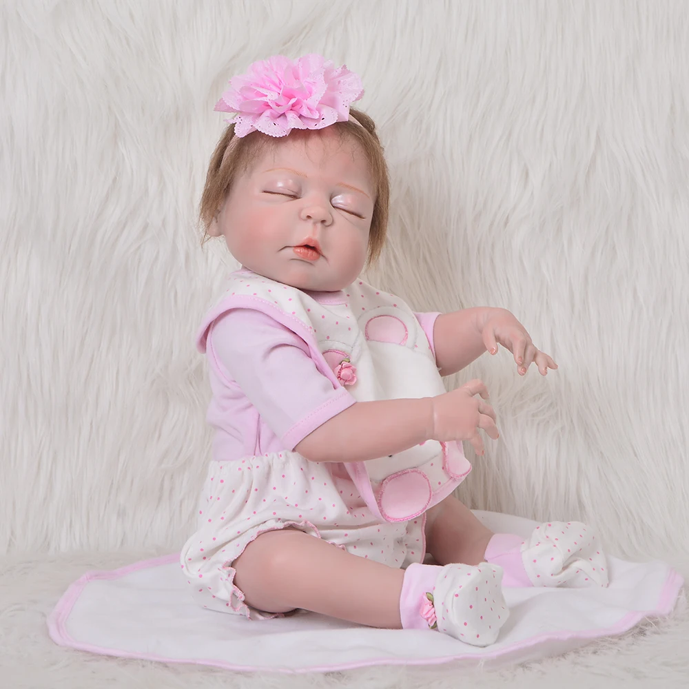 57 см bebes reborn corpo силиконовые куклы reborn baby Alseep Новорожденные девочка кукла для Детский Рождественский подарок
