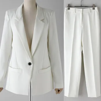

Customized new hot women's women's white single button suit two-piece suit (jacket + pants) women's business formal suit