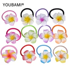 1.75 Inch Hawaiian Plumeria Foam Flowers Hair Bands 24 pcs (12 colors mixed)