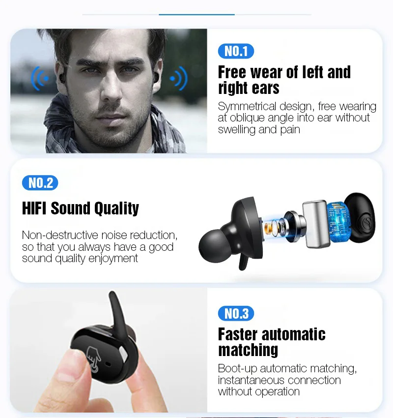 Bluetooth 5.0 TWS Wireless Headphones Stereo Earphone Sports Earbuds Gaming Headset Wireless Bluetooth Earphone PK i10 TWS i12   6)