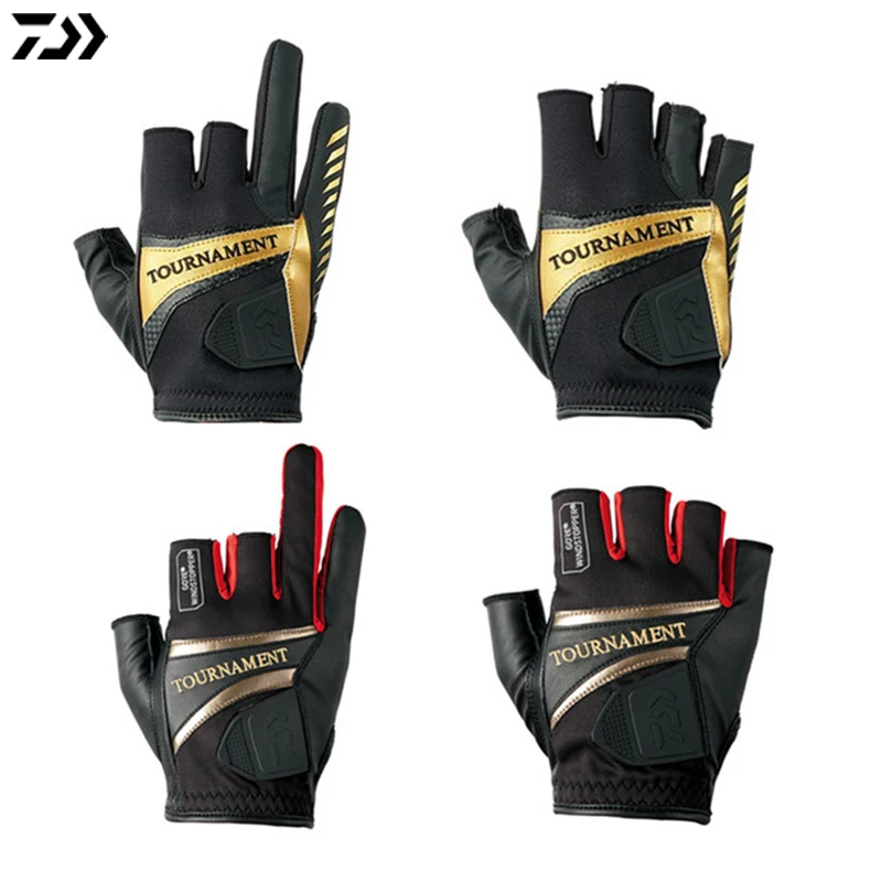 

DAIWA DAWA 3 Or 5 Half-Finger Leather Fishing Gloves Top Quality Anti Slip Fishing Gloves/Outdoor Sports Slip-Resistant Gloves