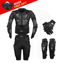 New Motocross Racing Motorcycle Body Armor Moto Protective Gear Motorcycle Jacket+Shorts Pants+Protection Knee Pads+Gloves Guard