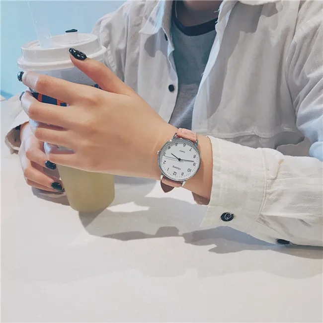 Ультра-тонкие часы с украшениями для влюбленных винтажные кожаные кварцевые часы Ulzzang модные брендовые классические простые часы с циферблатом для мужчин и женщин