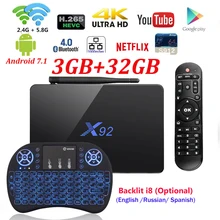 Genuine X92 2GB/3GB 16GB/32GB Android 7.1 TV Box Amlogic S912 Octa Core KD16.1 2.4/5Ghz Wifi 4K Smart Media player Set top box