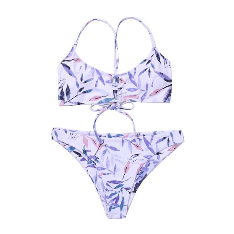 

Bikini set Printed Halter Bathing Suits women Bandage Biquini swimsuit Beachwear Floral Women Swimwear Two-Piece Suits 2019 New