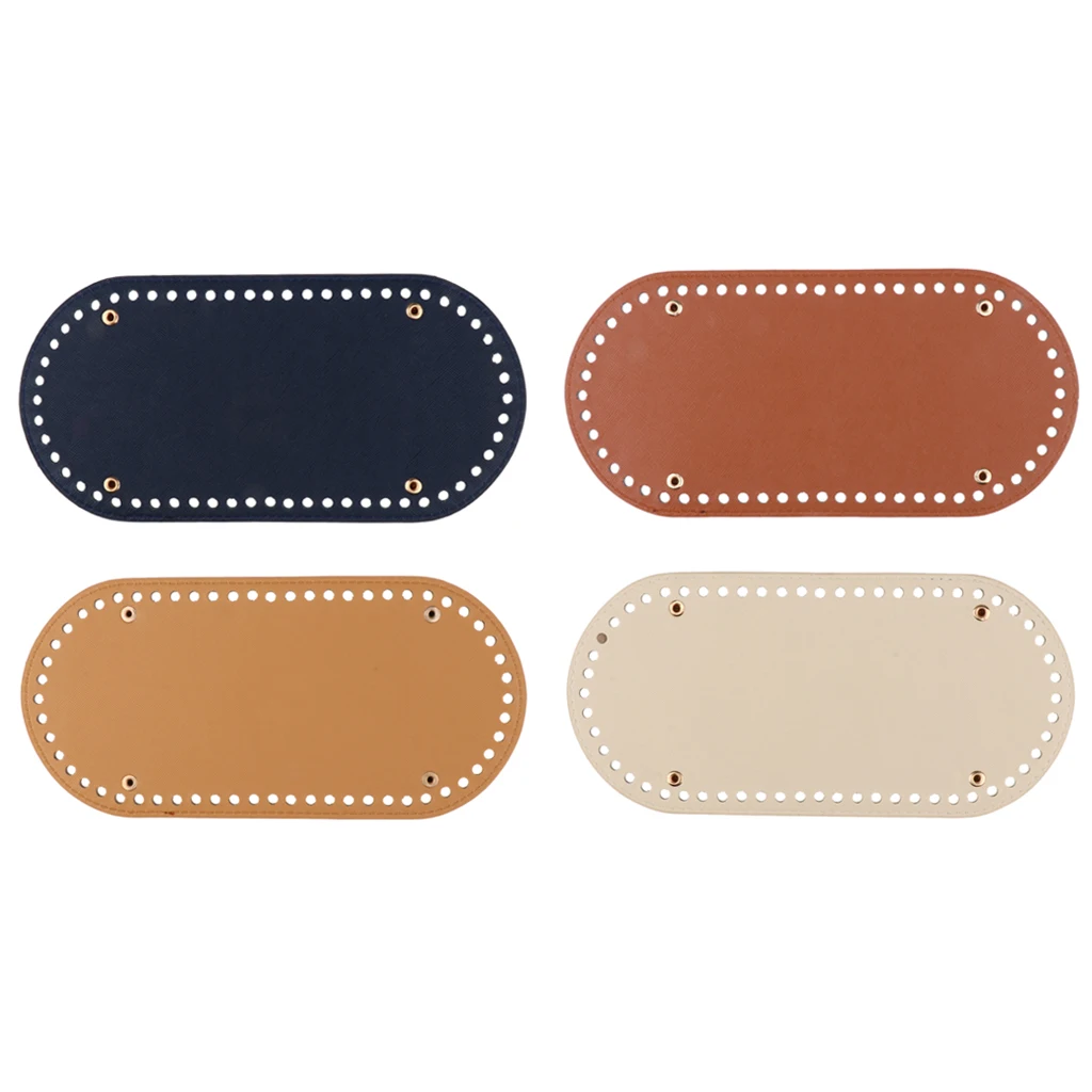 4Pcs 60 Holes PU Leather Bag Pad Shaper Tote Bottom Insert for Hand-woven Bag Accessories Replacement