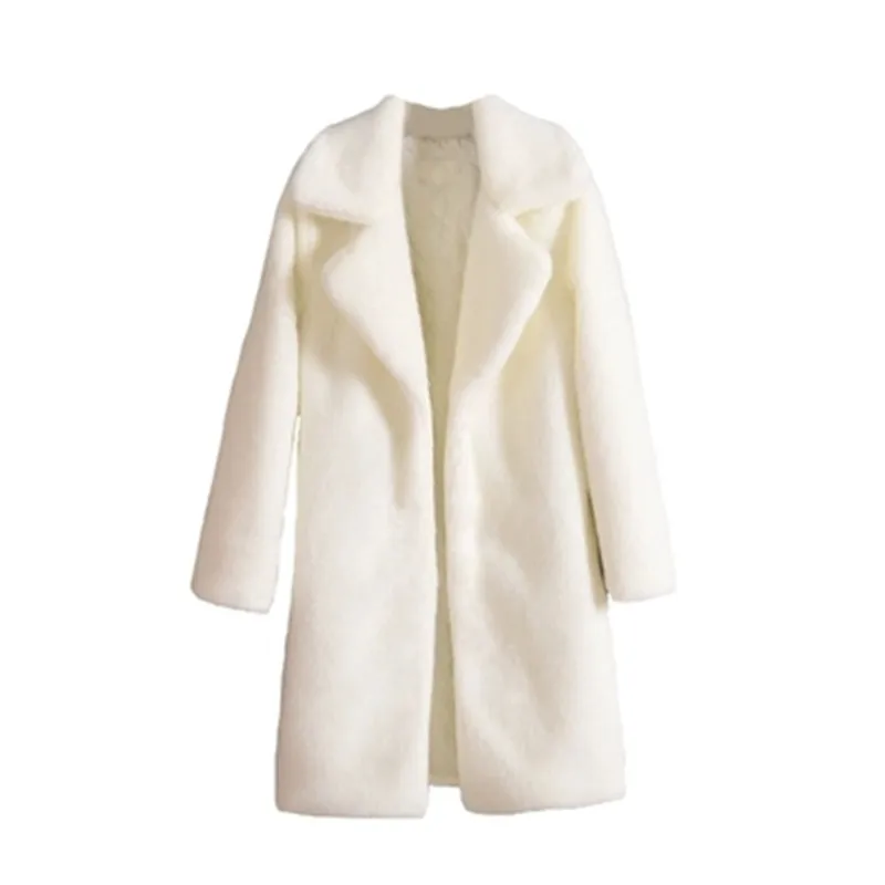 

New fashion lapel long-sleeved women imitation mink fur plush thick coat elegant women coat Fur coat female mid-length coat 383