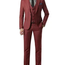 Бордовый костюм Индивидуальный заказ Нарядные Костюмы для свадьбы с брюки мужские смокинги женихов шаль черный отворот одна кнопка(куртка+ брюки+ жилет+ галстук