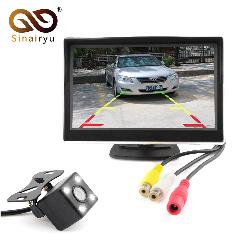 

5 Inch Car Rear View Monitor TFT LCD Screen Digital Color with 2 Video Inputs + Night Vision 4 LED Backup Reverse Camera