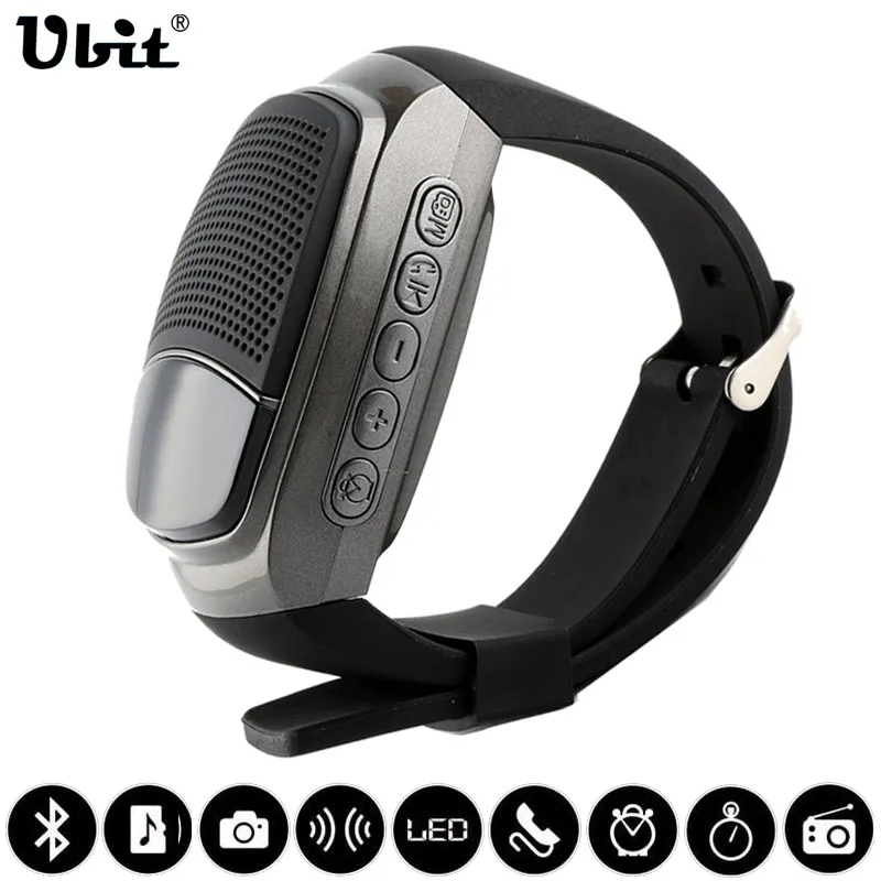 

Ubit B90 Sports Bluetooth Speaker Hands-free Call TF Card Playing FM Radio Self-timer Wireless Speakers Smart Watch Time Display