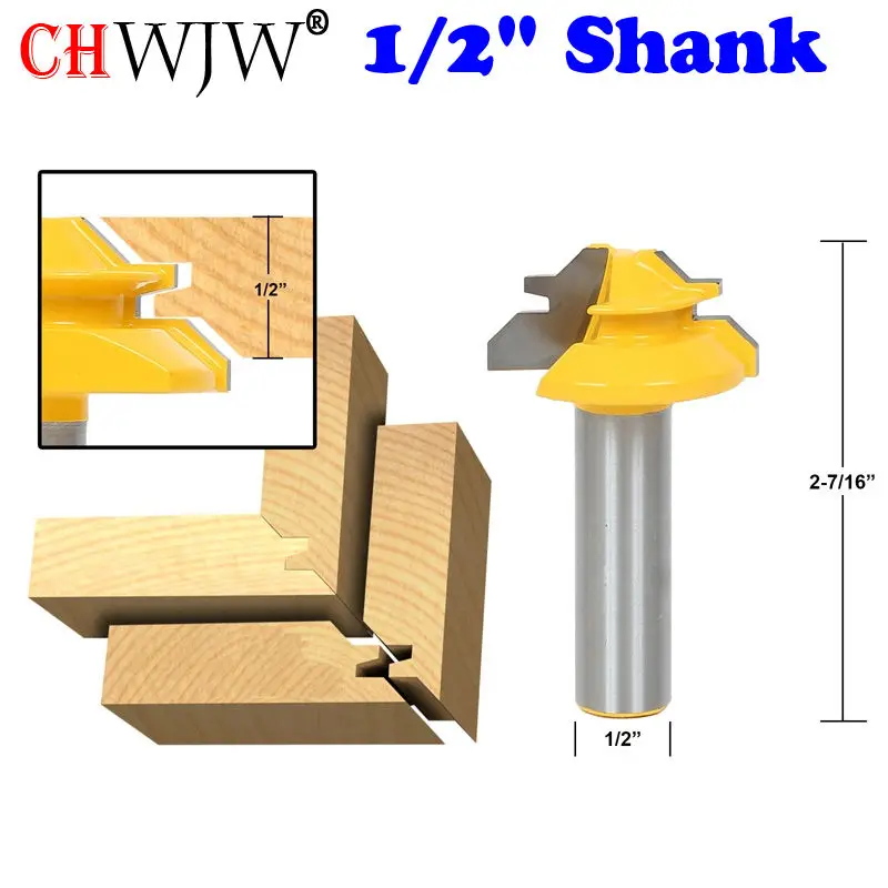  Small Lock Miter Router Bit - 45 Degree - 1/2