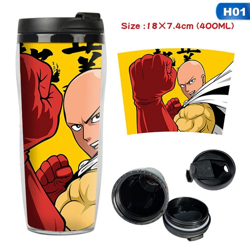 H01 ONE PUNCH-MAN 400 мл двойная кофейная Изолированная Вакуумная чашка изоляция для наружного кемпинга пешего туризма пикника кружка для воды Аниме подарок - Цвет: H01