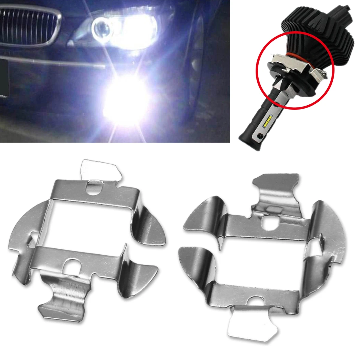 For Benz BMW Audi 2pcs H7 HID Xenon Bulb Holder Adapter Base Retainer Clip Mayitr