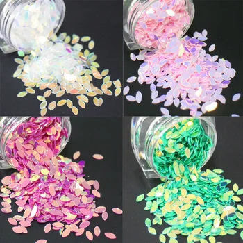 

100g/pack, 12 Colors Horse Eyes Shapes Sequins, Iridescent Rainbow Shining Slices 3D nail art glitters paillettes