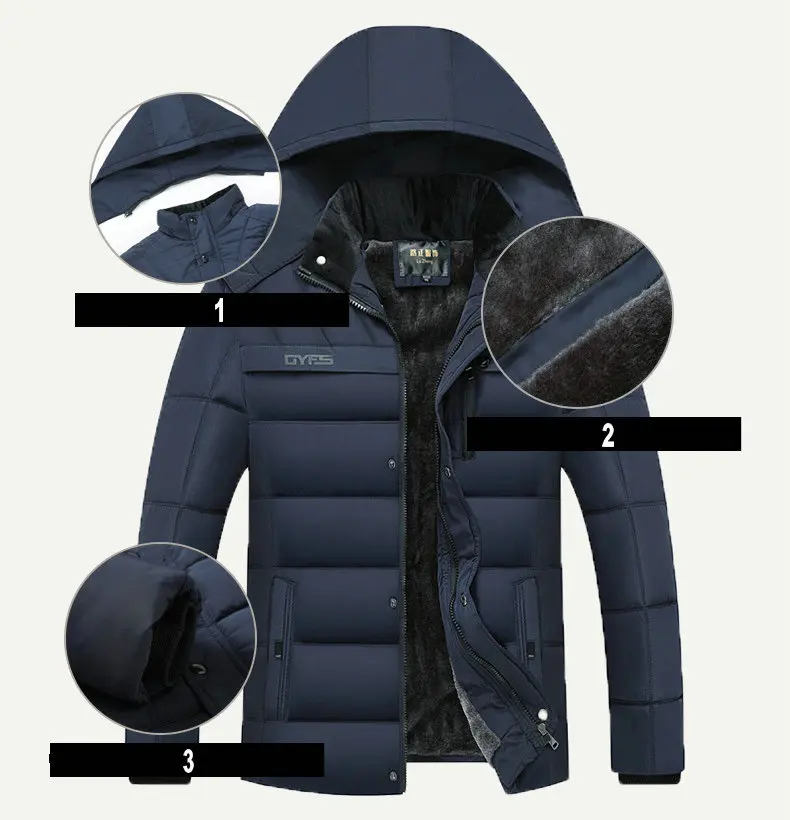 Мужские Зимние флисовые куртки, горячая мужская шляпа, съемная верхняя одежда, мужской Уплотнённый тёплый мужской пуховик, пальто на молнии с капюшоном, пальто, куртка