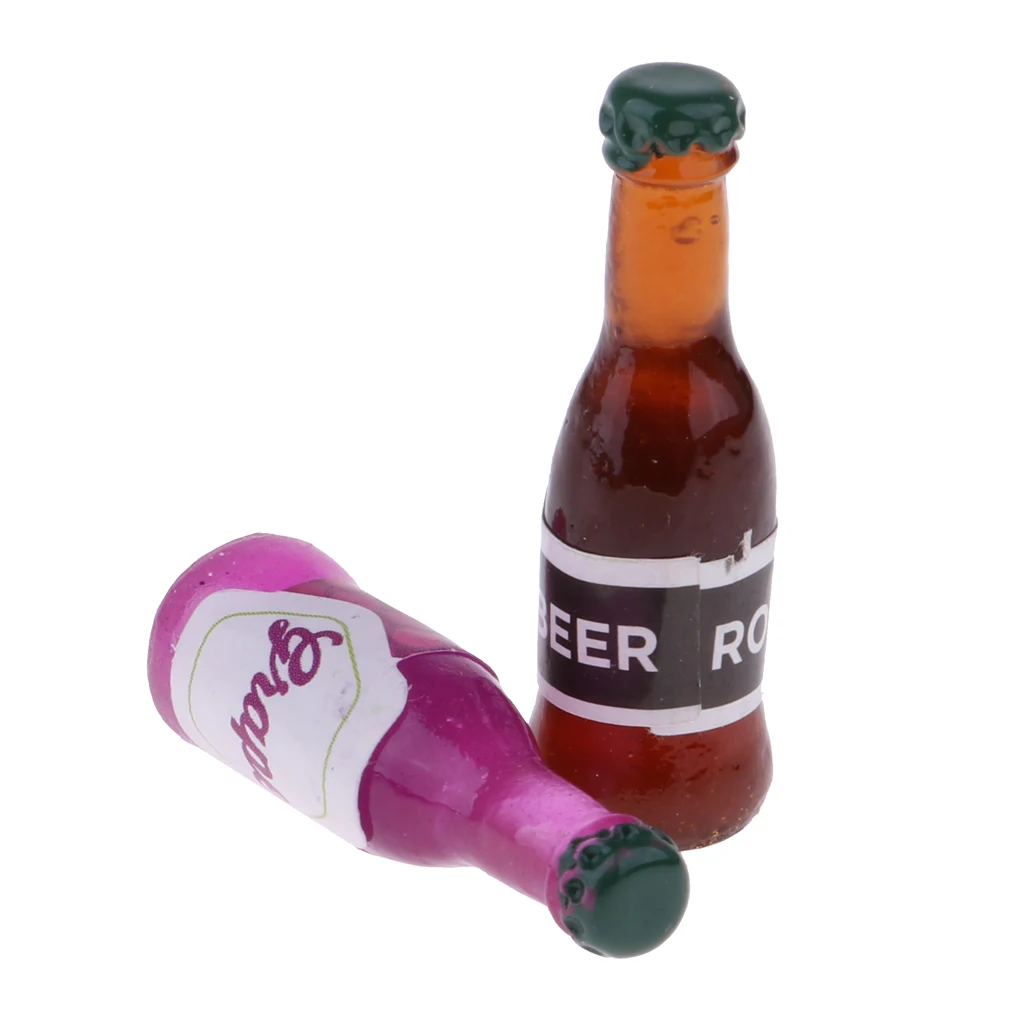 6pcs 1/12 Dollhouse Miniature Dining Room Food Accessories Resin Soft Drink Bottles