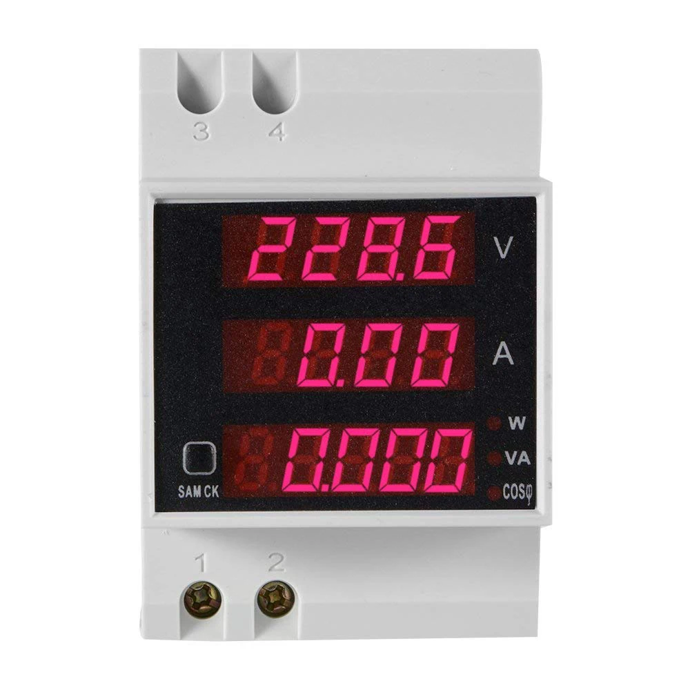 

D52-2048 Multi-functional Ammeter Voltmeter DIN RAIL LED Display Volt AMP Meter Active Power Factor AC 80-300V 0-100A AD151