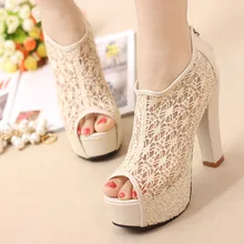 Bohemia Rome Air Mesh Women High-heeled sandals fish mouth lady/girl sweet sandal Party/wedding/casual Cut-Outs female shoes1088