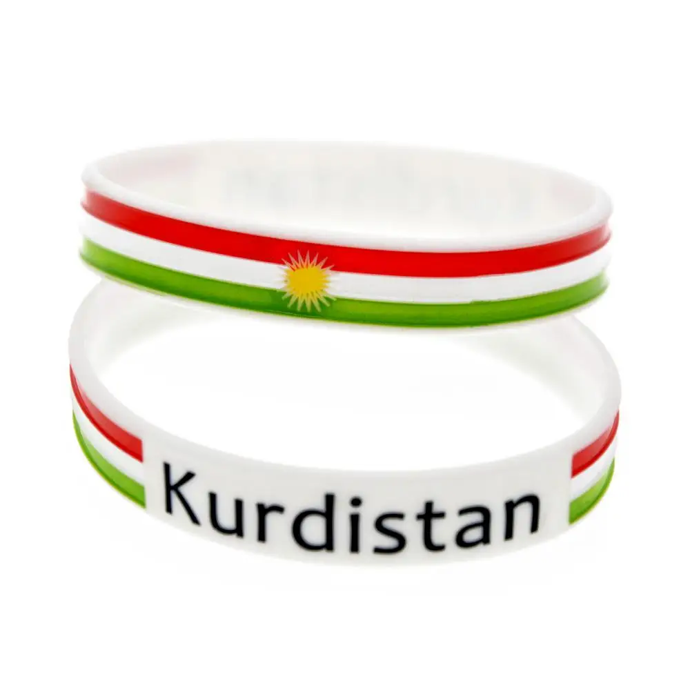 1 шт белый гравированный Kurdistan Силиконовый браслет с флагом