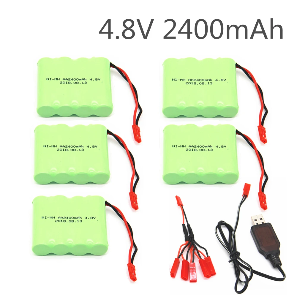 4.8V 2400mAh Ni-MH Battery With 5in1 Charger For Remote Control Toys Lighting Electric Tool AA Group RC TOYS JST | Электроника