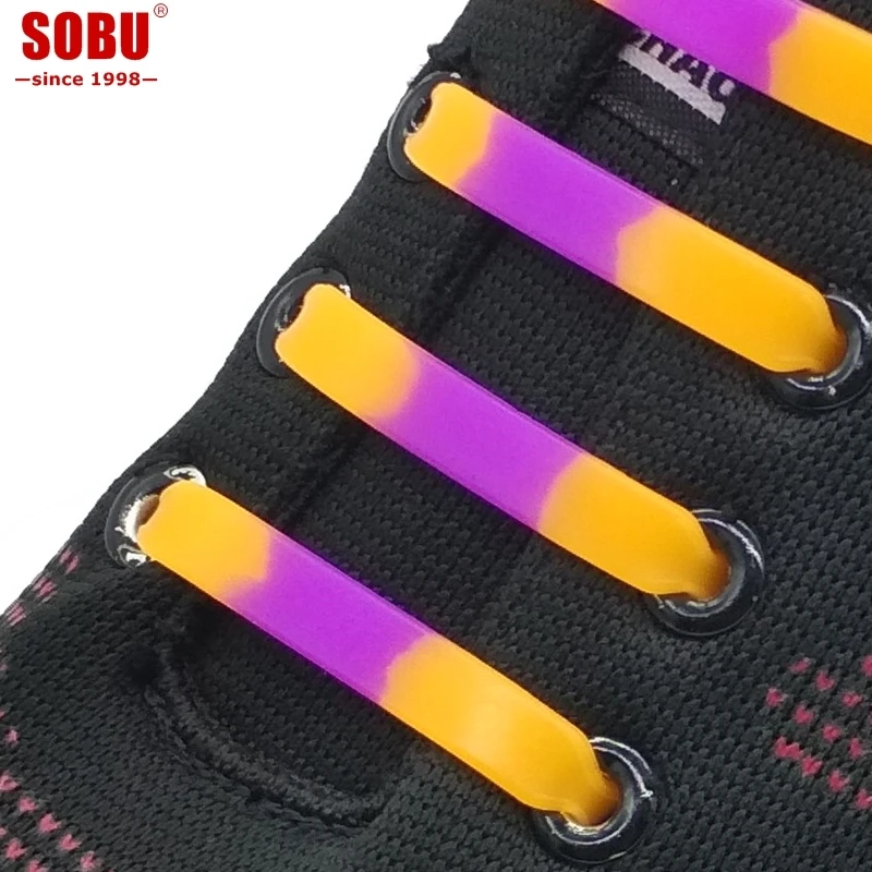 

12pcs/lot 2018 new colorful mixcolor no tie ealstic silicone shoelaces lazy shoe laces V039