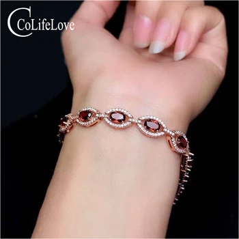 

CoLife Jewelry 925 Silver Gemstone Bracelet for Wedding 12 Pieces Natural Garnet Silver Bracelet Sterling Silver Garnet Bracelet