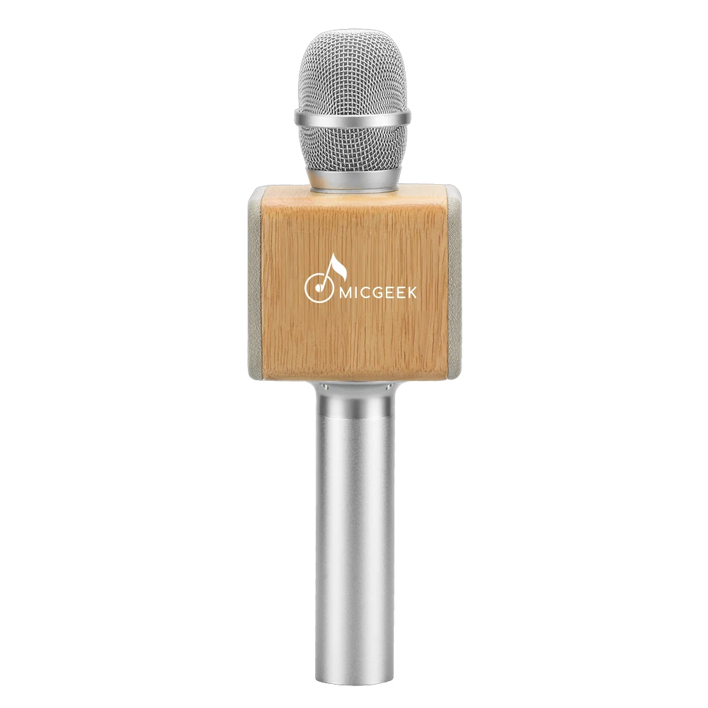 Original brand MicGeek ELF Wireless Karaoke Microphone 2.1 Sound Track Natural Rosewood DSP Chip Voice Speakers Smartphone 04