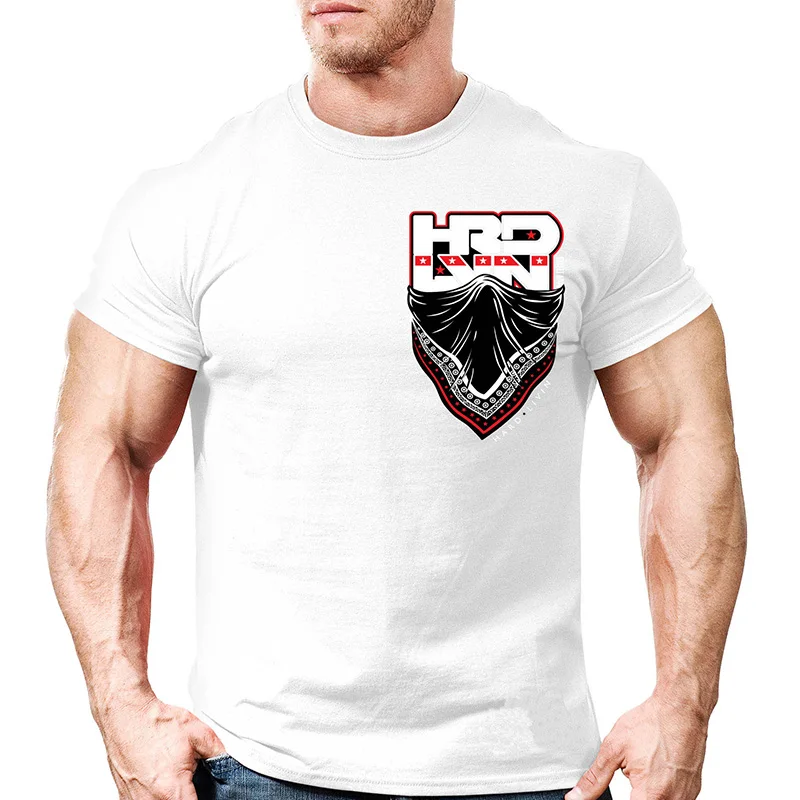 Летняя новинка мужская футболка для тренажерного зала фитнес бодибилдинг модная мужская короткая хлопковая одежда брендовые футболки