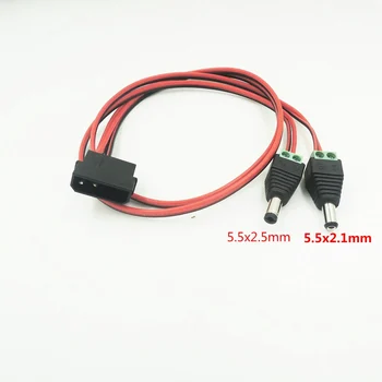 

50pcs/lot PC DIY 4-pin IDE Molex TO 12V DC Power Jack Connector Plug 5.5x2.1mm+5.5x2.1mm Adapter