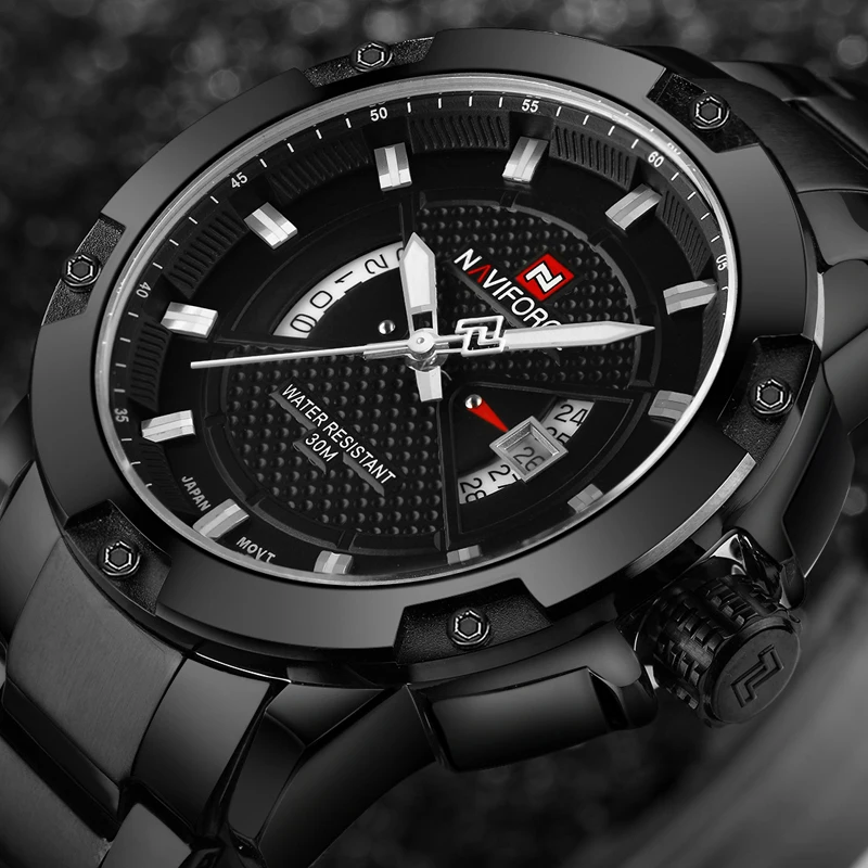 NAVIFORCE Mens Watches Top Luxury Brand Male Full Steel Watches Quartz Watch Analog Waterproof Spor