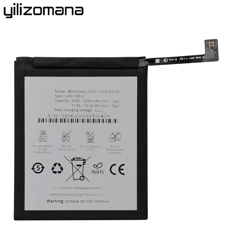 Yilizomana,, настоящая емкость, батарея для телефона 3200, для BQ Aquaris X5 Plus, высокое качество, горячая распродажа, сменные батареи, 3200 мА/ч