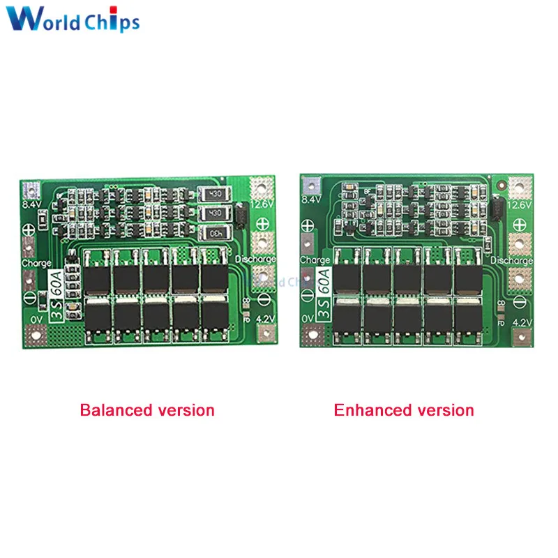 

3S 30A 60A 12.6V 13.6V Polymer Li-ion Lithium Battery Charger Protection Board PCB BMS 3 Serial 12V For Drill Motor Lipo Cell