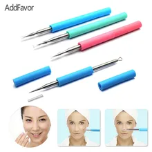 AddFavor игла для удаления акне из нержавеющей стали для лица, прыщей для носа, игла для комедонов, силиконовая ручка, антиаллергический инструмент для ухода за кожей