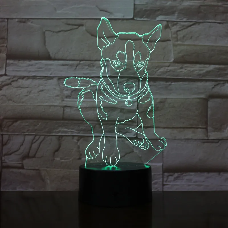 Россия Siberian Husky Dog 3D лампа Иллюзия ночной свет светодиодный многоцветный креативный окружающий свет настольная Лампа Домашнее освещение