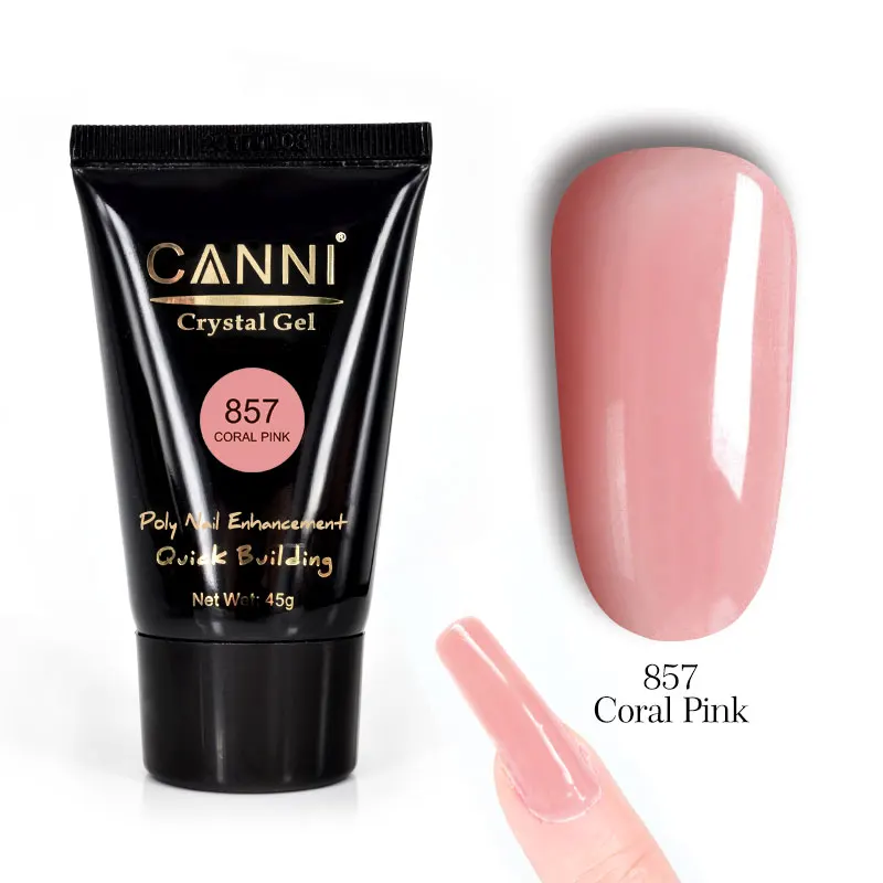 CANNI, 45 г, УФ-гель, мягкий розовый, не сжигающий, покрытие для дизайна ногтей, натуральный, прозрачный, светодиодный, УФ, впитывающий, акриловый, Кристальный, полигель - Цвет: 857