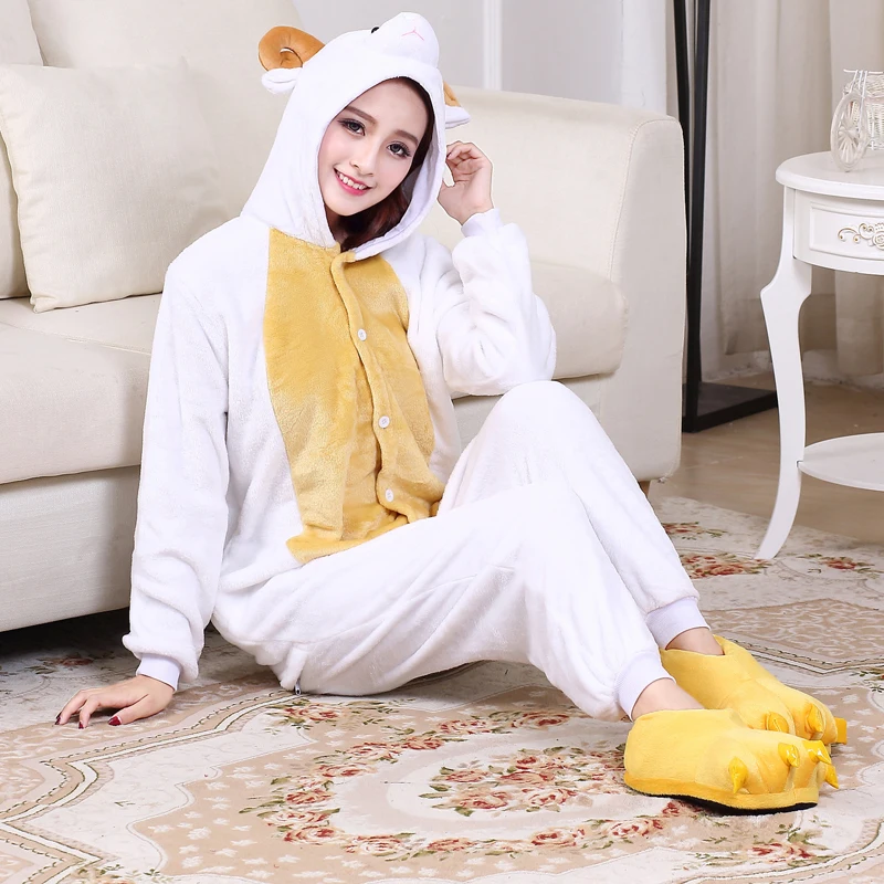 Cute Sheep Kigurumi Animal Onesies For Adult Men Winter One-Piece Pajamas Halloween Party Jumpsuit Soft Flannel Cosplay Costume (7)