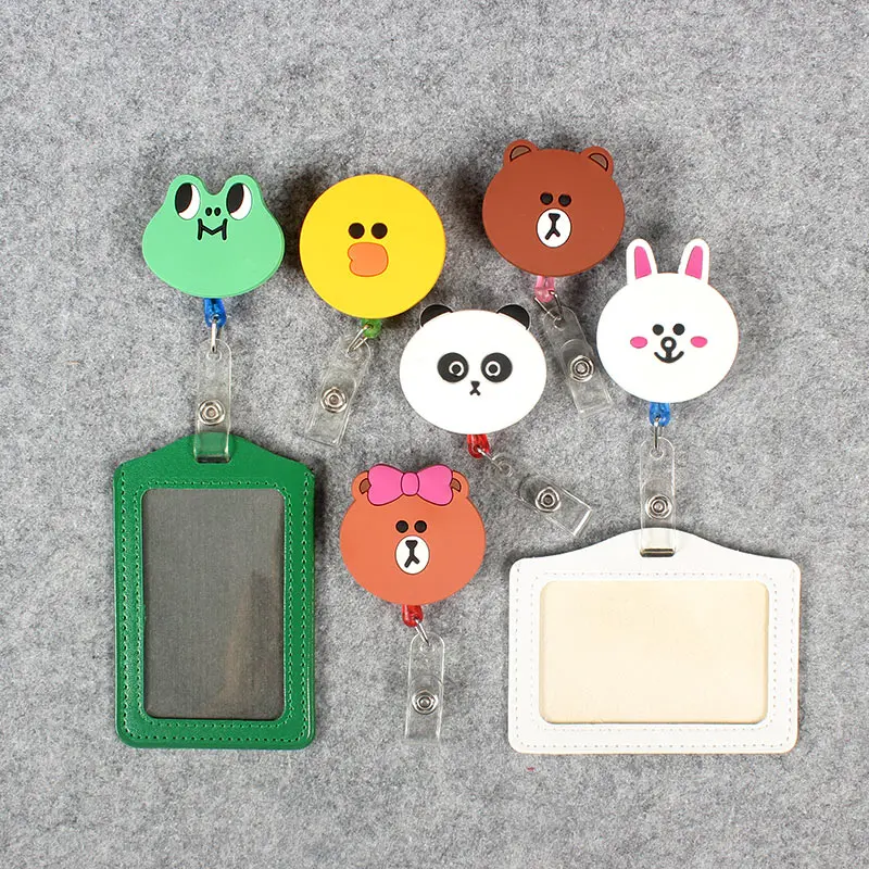 

Colors Cute Frog Retractable Badge holder Clip Id Card Holder Cartoo Porta Badge Reel Name badge PU Business Card Badge Holder