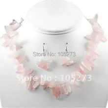 Полированный розовый кварц Массивное колье ожерелье набор бижутерия 18 дюймов модные ювелирные изделия Новинка