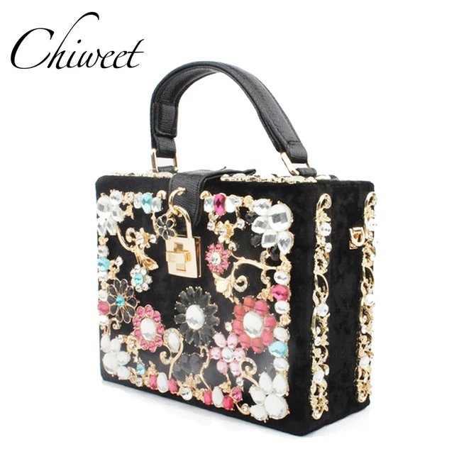 Luxury Women Diamond Evening Bag Designer Handbags Colorful Flower Luxury Women Diamond Evening Bag Designer Handbags Colorful Flower Clutch Box Las Messenger Shoulder Bags Tote Party Purse